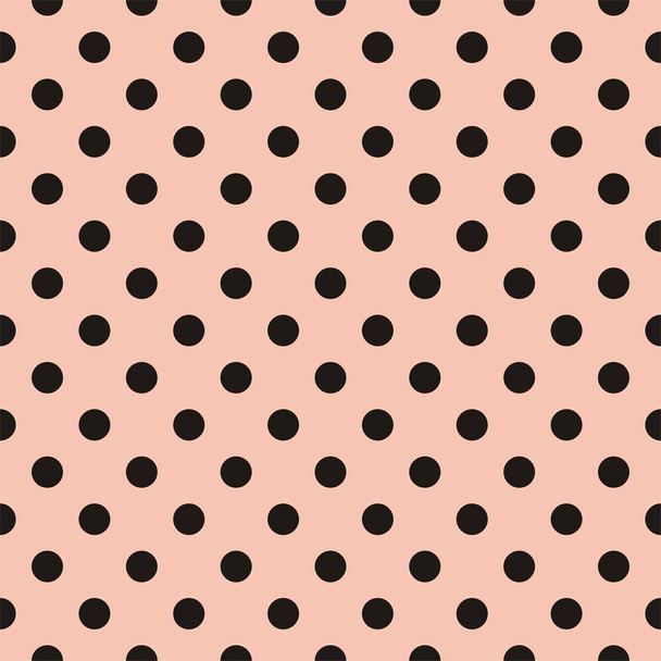 schwarze Tupfen auf babyrosa Hintergrund retro nahtlose Vektormuster - Vektor, Bild