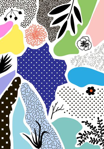 Creative geometric background with floral elements - Вектор,изображение