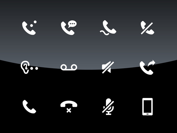 Phones related icons on black background. - Vetor, Imagem