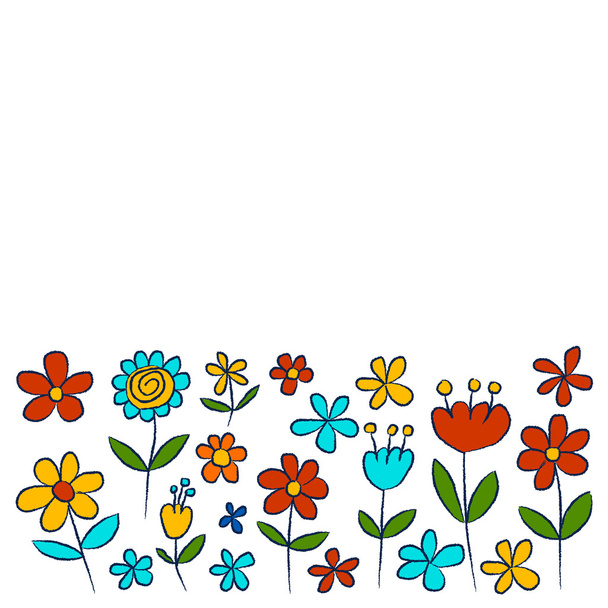 Vector set of doodle flowers - Wektor, obraz