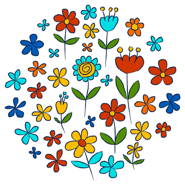 Vector set of doodle flowers - Vector, Image