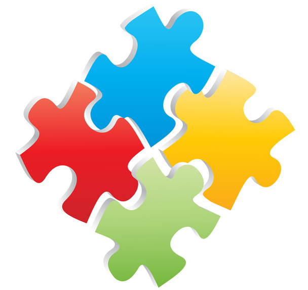 four puzzle - Vector, Image