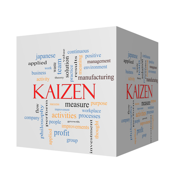 Kaizen 3D cubo Word Cloud Concept
 - Foto, Imagem