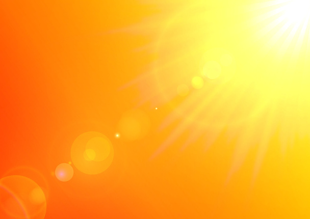 Warm sun and lens flare - Vector, Image