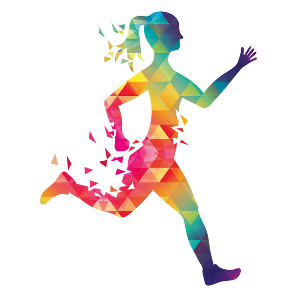 Woman of side running. sport concept, vector graphic - Vector, afbeelding
