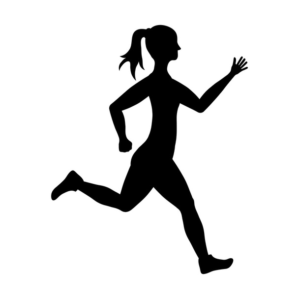 Woman of side running. sport concept, vector graphic - Vector, Image