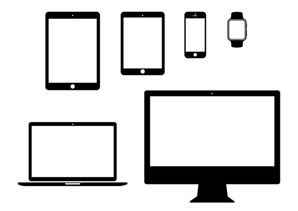 мобильный телефон, планшет, ноутбук, набор иконок компьютерной строки
  - Вектор,изображение