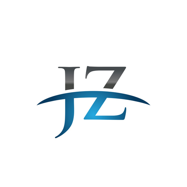 Initial letter JZ blue swoosh logo swoosh logo - Vector, Imagen