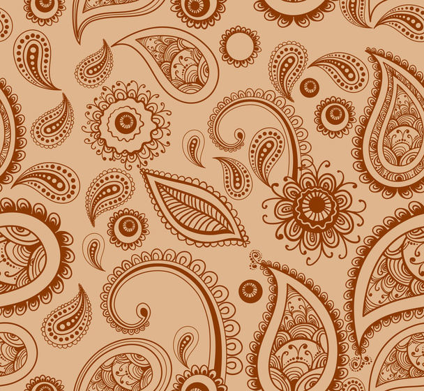 mehndi marrón henna pintura patrón sin costura
  - Vector, Imagen