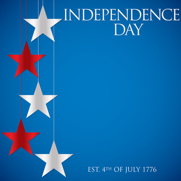 Hanging star Independence Day card in vector format. - Vector, afbeelding