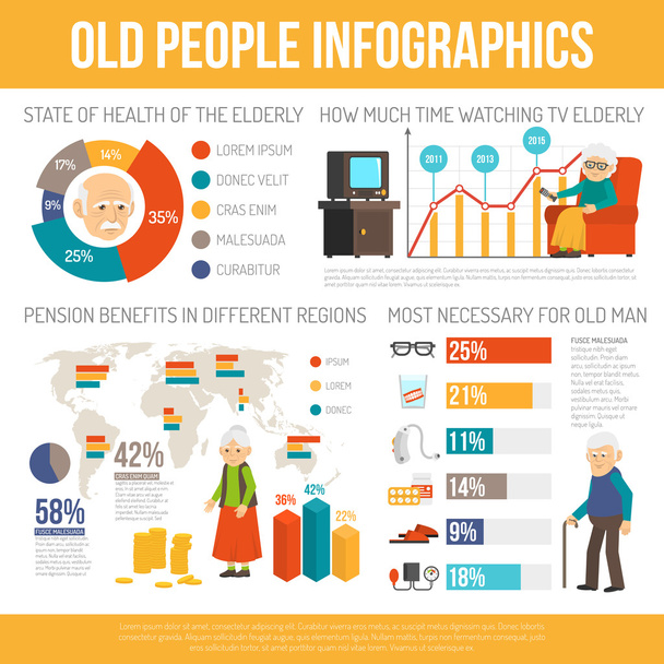 Veroudering mensen leven plat infographic banner - Vector, afbeelding