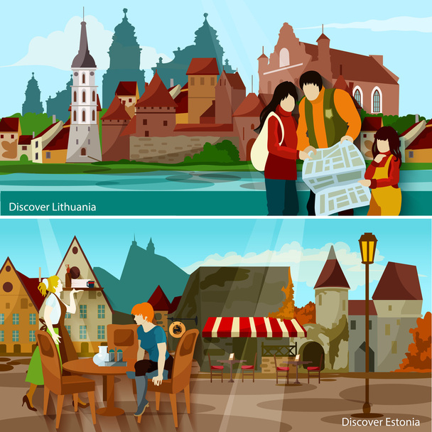 Набір композицій європейські Міські пейзажі - Вектор, зображення