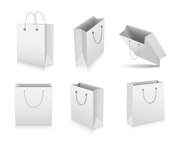 Paper Shopping Bags collection isolated on white background - Vector, Image