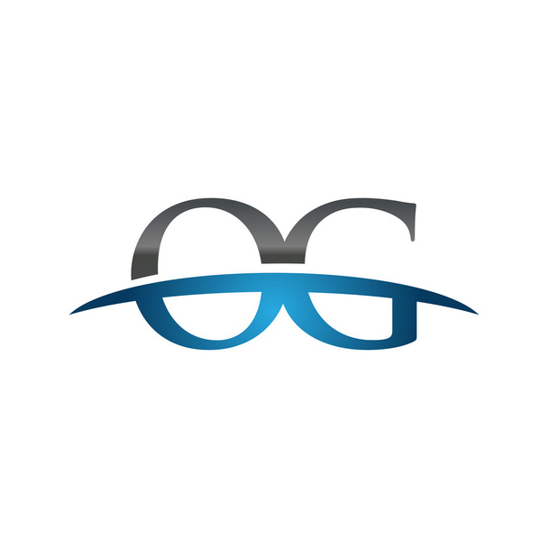 Начальная буква OG blue swoosh logo swoosh logo
  - Вектор,изображение