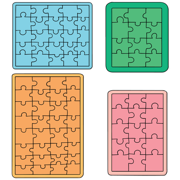 vector set of jigsaw puzzle - Вектор,изображение