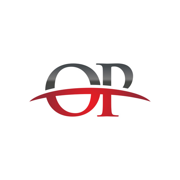 Počáteční písmeno Op červená swoosh logo swoosh logo - Vektor, obrázek