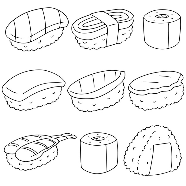 juego de vectores de sushi (arroz con pescado crudo
) - Vector, Imagen