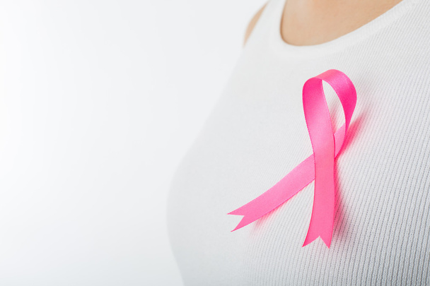 Różowa wstążka świadomości raka piersi przez kobiety, który trzeba pokazać koncepcji opieki zdrowotnej. - Zdjęcie, obraz
