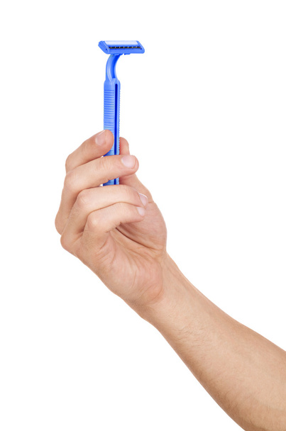 Hand with shaving razor isolated on a white background - Φωτογραφία, εικόνα