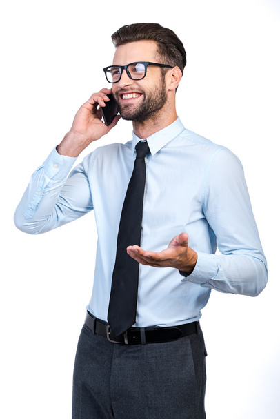 man in shirt and tie talking on mobile phone - Φωτογραφία, εικόνα