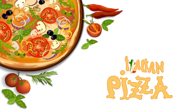 Pizza italian background - Vettoriali, immagini