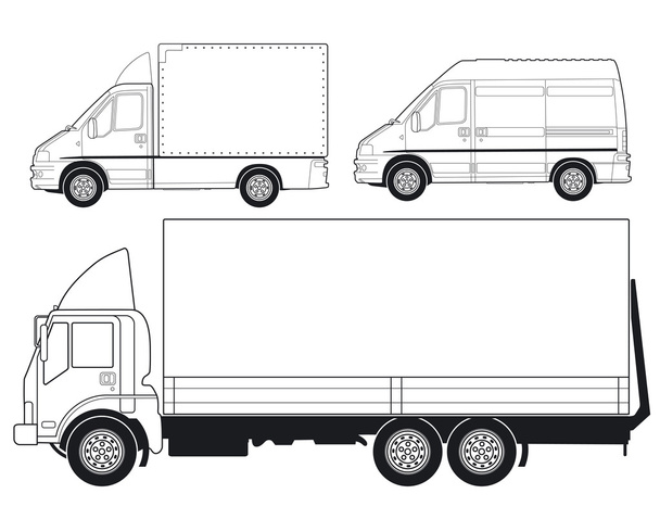 Грузовые автомобили и фургоны доставки
 - Вектор,изображение