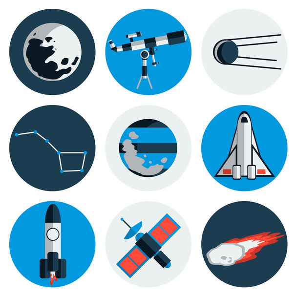 Flat design icons of space and astronomy. - Vettoriali, immagini