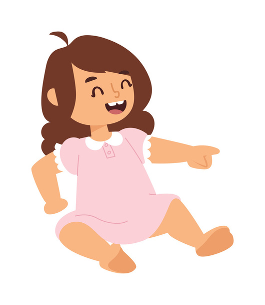 Sitting baby girl vector illustration. - Vektör, Görsel