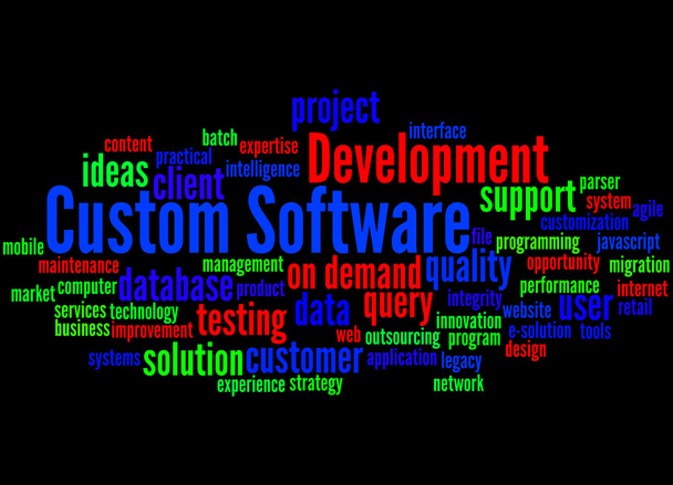 Custom Software Development, word cloud concept 3 - Photo, Image