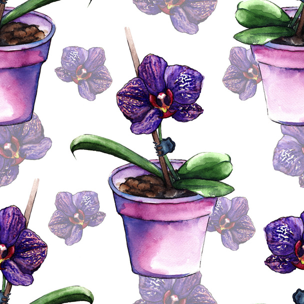 Violet phalaenopsis orchidee bloem naadloze patroon textuur - Foto, afbeelding