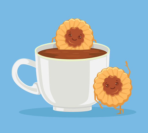 Coffee and cookies best friends. Vector flat cartoon illustration - Vector, imagen