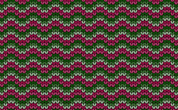 zigzag seamless knitting colorful pattern, vector background - Vector, Image