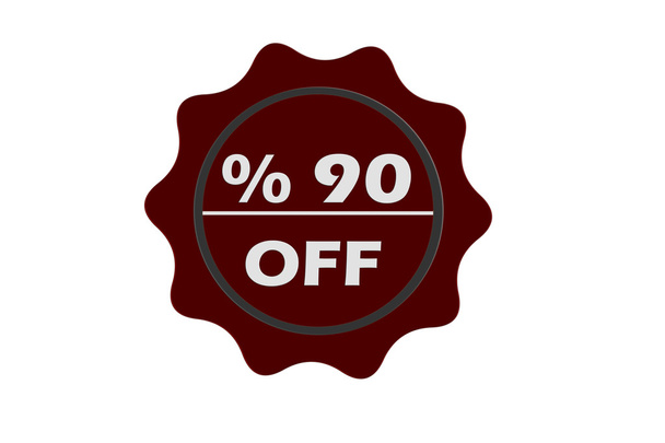 Red round vintage stamp with text 90% off - Photo, Image