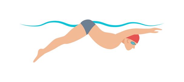 Dynamic swimmer pool sport vector illustration. - Vektor, kép