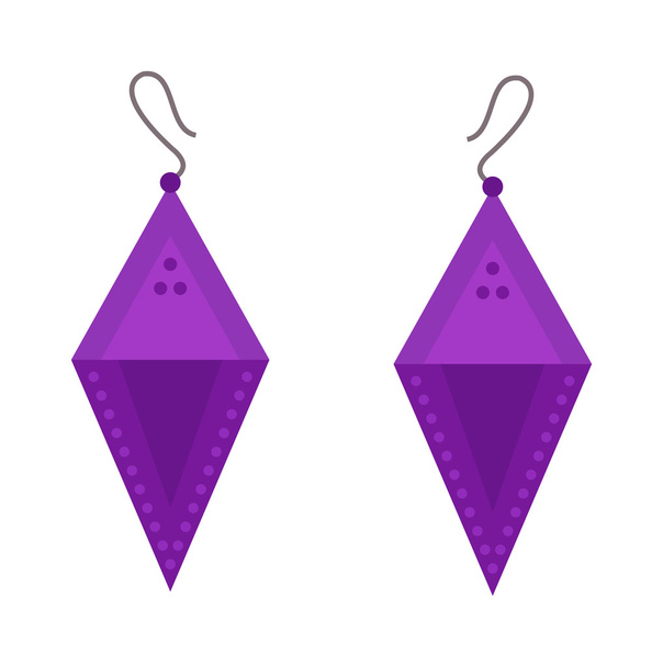 Earrings beautiful accessory isolated. - Vector, Image