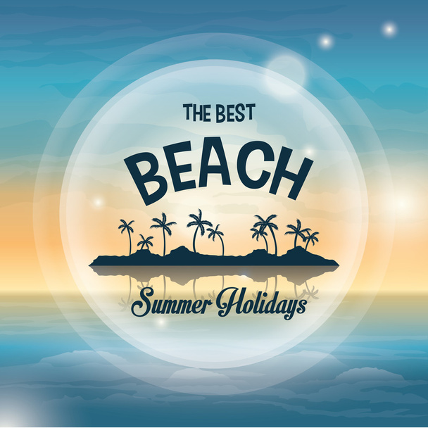 Summer season. Palm and beach icon. vector graphic - Vector, Image