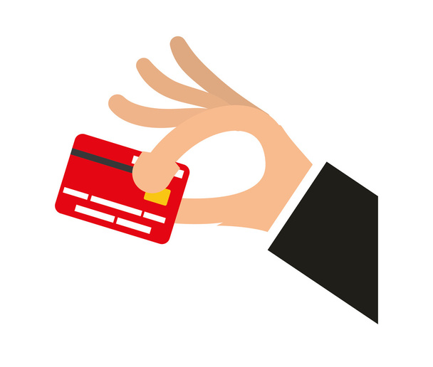 Ícone de mão e cartão de crédito. Design de compras e comércio. vetor
 - Vetor, Imagem