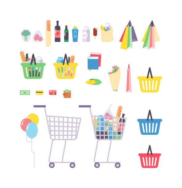 Supermarket products vector illustration. - Vektor, obrázek