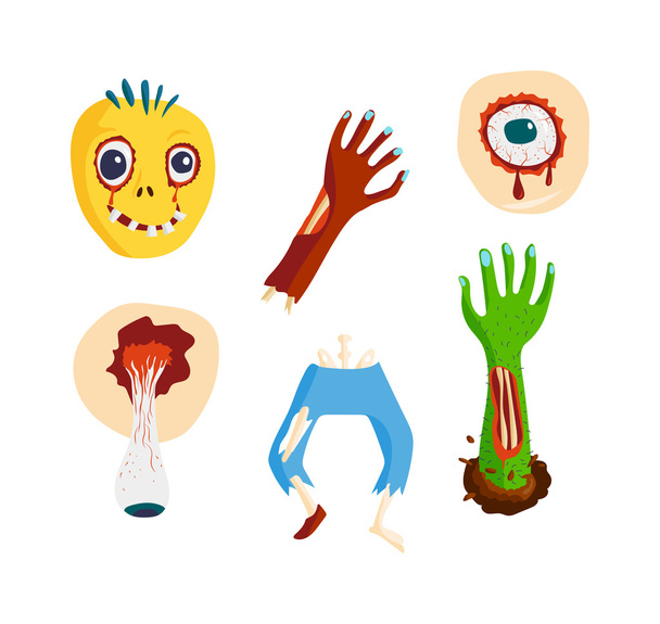 Векторная иллюстрация персонажей мультфильмов о зомби
. - Вектор,изображение