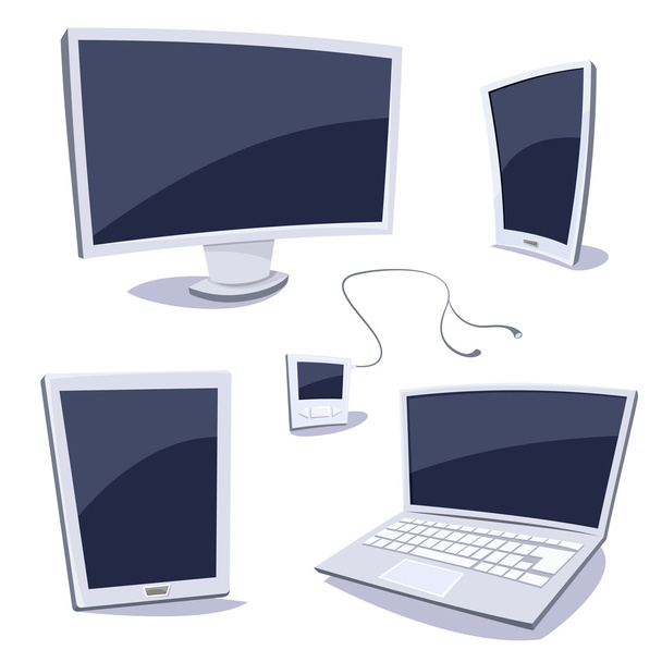 Conjunto de dispositivos con monitores en blanco
 - Vector, Imagen