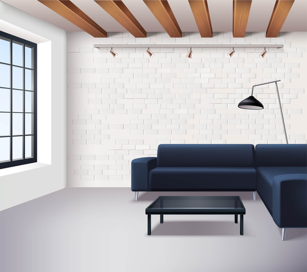 Realista Loft Concepto Interior
 - Vector, Imagen