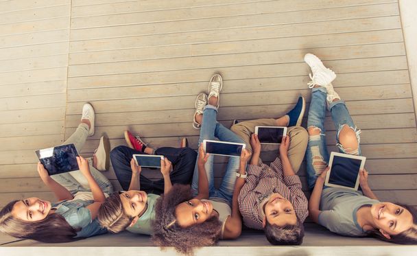 Teenagers with gadgets  - Fotoğraf, Görsel