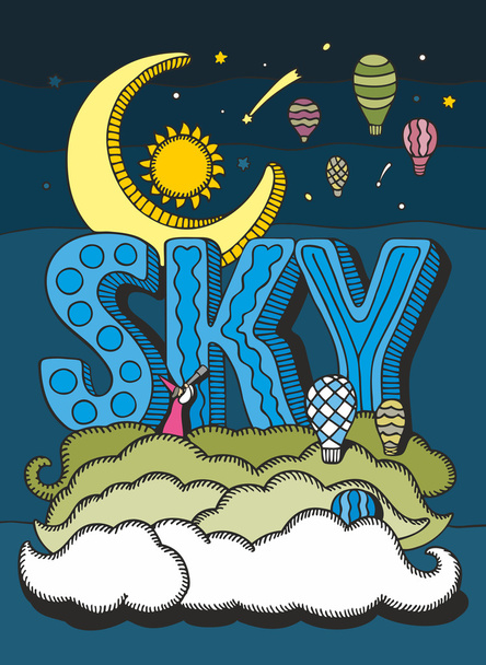 The fabulous poster "In the sky" - Vector, imagen