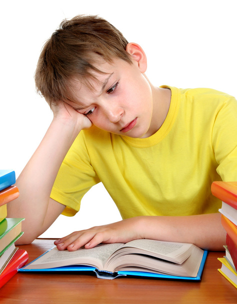 Sad Schoolboy with a Book - Fotó, kép