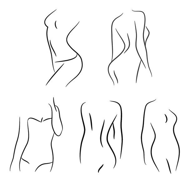 Kadın şekli siluet vektör çizimi siyah ve beyaz çizgiler - Vektör, Görsel