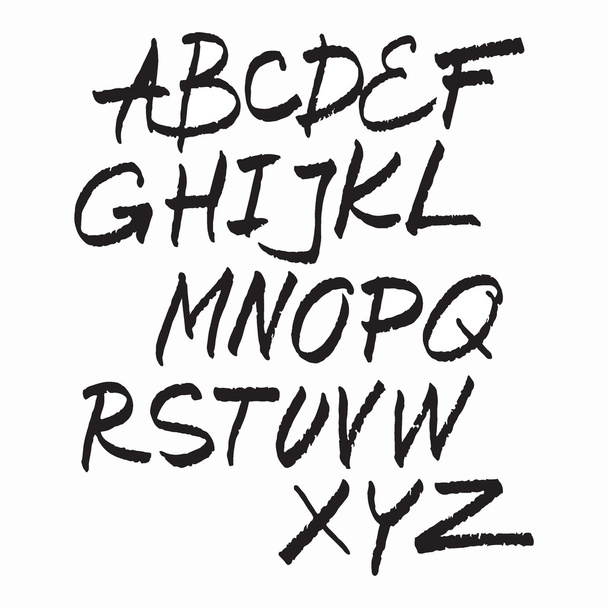 Vector hand drawn alphabet isolated black on white illustration. - Vector, Image