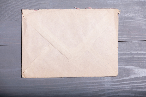 Old vintage elegant business pen letter sheet grey wooden backgr - Photo, Image