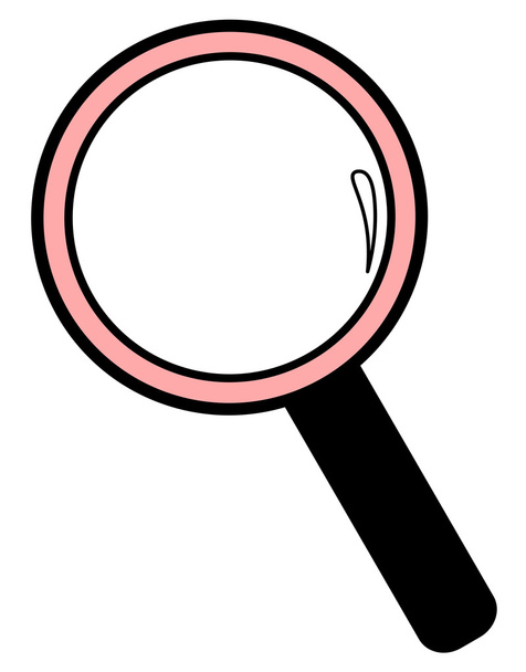 schattig zwart wit roze vergroten lens pictogram vector illustratie - Vector, afbeelding