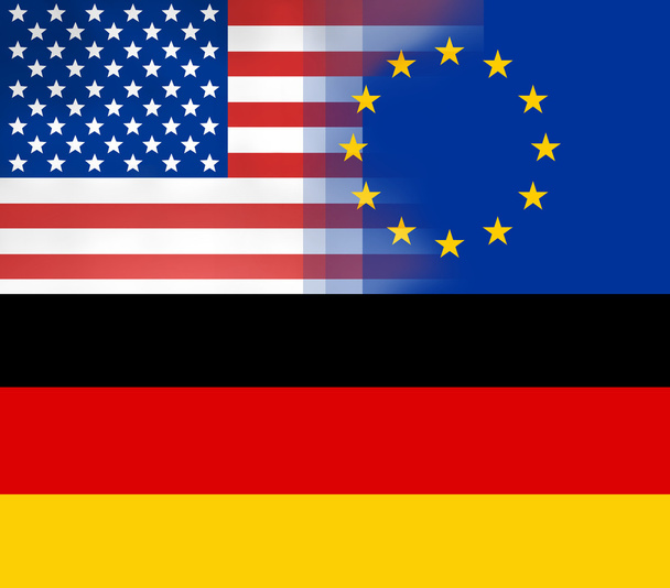 USA and Europe flags background concept - Photo, Image