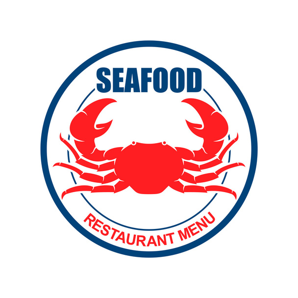 Crab on a plate retro icon for seafood menu design - Vektör, Görsel